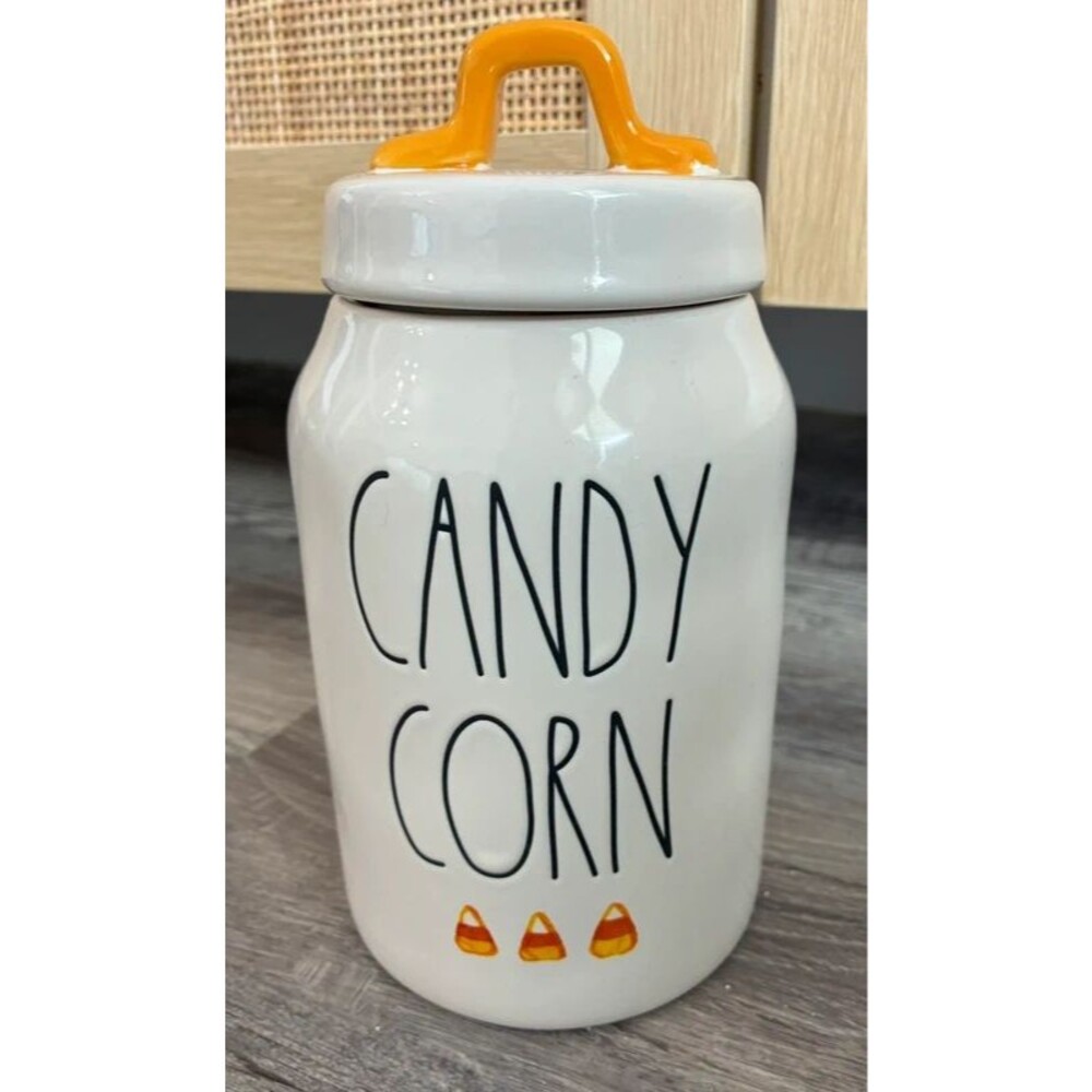 Rae Dunn Candy Corn Ceramic Canister Halloween